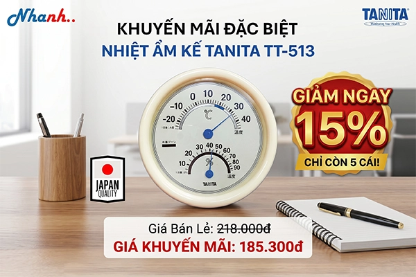 Bảo Vệ Sức Khỏe Văn Phòng Với Nhiệt Ẩm Kế Cơ Tanita TT-513 – Ưu Đãi Giảm Ngay 15%